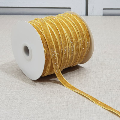반짝이벨벳리본 10mm-골드